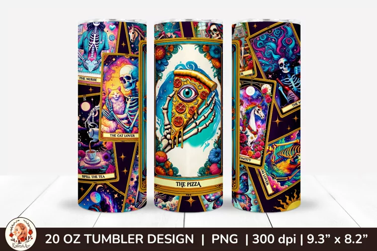 Sarcastic Tarot Tumbler Wrap, Skeleton Tumbler, Funny Tarot