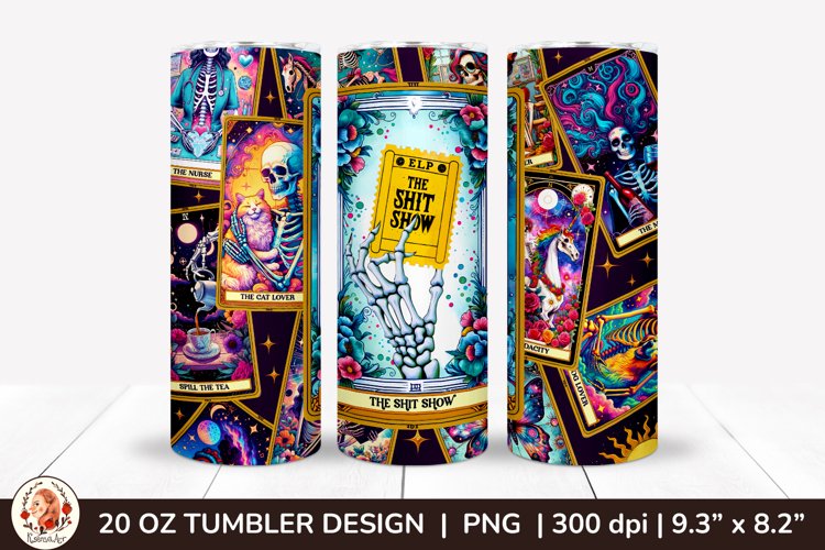 Sarcastic Tarot Tumbler Wrap, Skeleton Tumbler, Funny Tarot example image 1