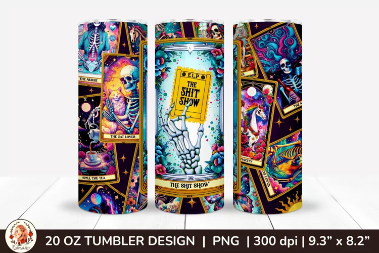 Sarcastic Tarot Tumbler Wrap, Skeleton Tumbler, Funny Tarot