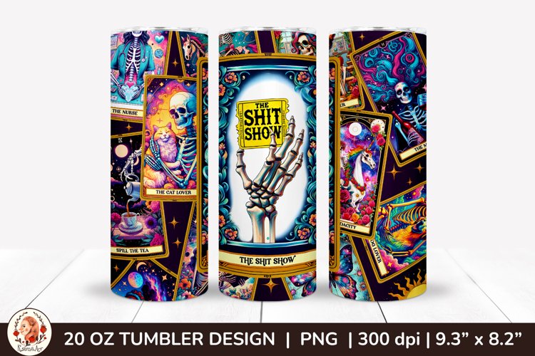 Sarcastic Tarot Tumbler Wrap, Skeleton Tumbler, Funny Tarot example image 1
