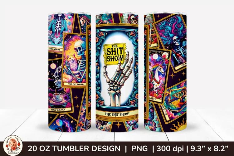 Sarcastic Tarot Tumbler Wrap, Skeleton Tumbler, Funny Tarot