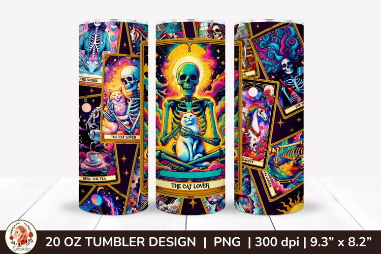 Sarcastic Tarot Tumbler Wrap, Skeleton Tumbler, Funny Tarot example image 1