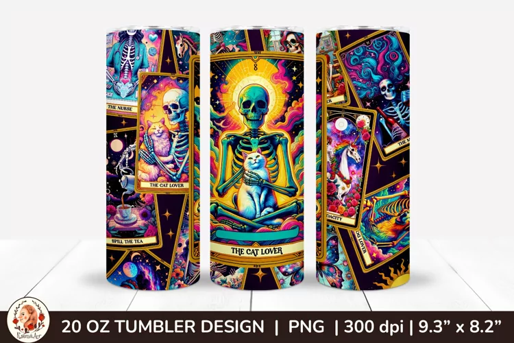 Sarcastic Tarot Tumbler Wrap, Skeleton Tumbler, Funny Tarot
