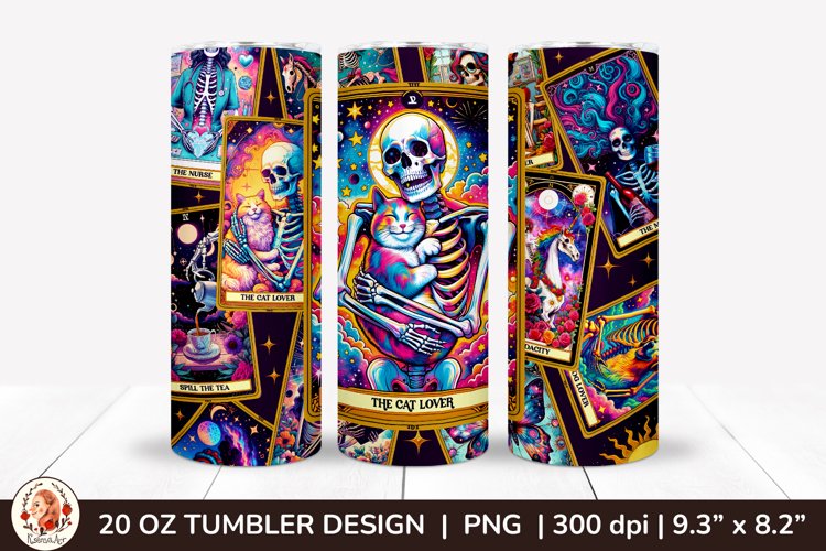 Sarcastic Tarot Tumbler Wrap, Skeleton Tumbler, Funny Tarot example image 1