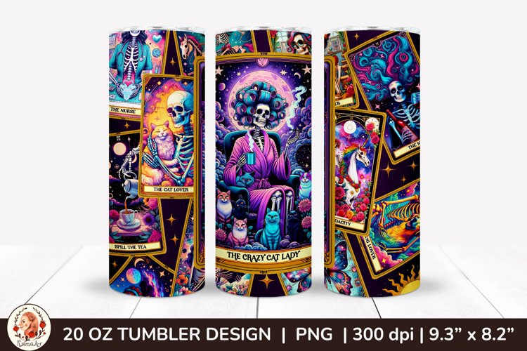 Sarcastic Tarot Tumbler Wrap, Skeleton Tumbler, Funny Tarot example image 1