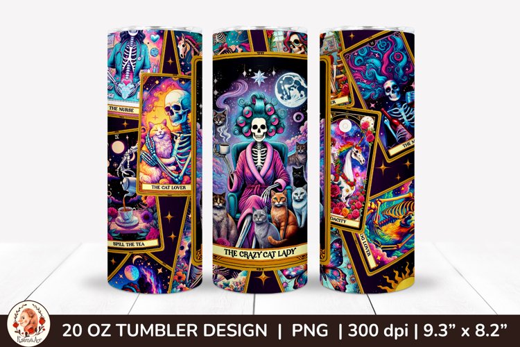 Sarcastic Tarot Tumbler Wrap, Skeleton Tumbler, Funny Tarot example image 1