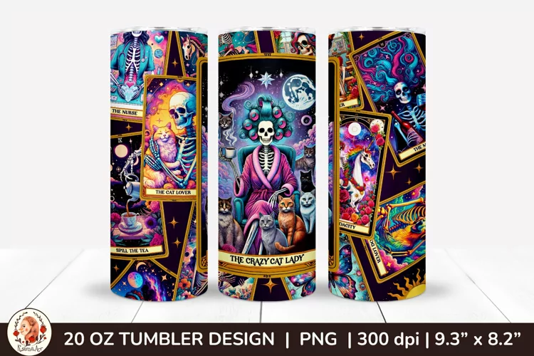 Sarcastic Tarot Tumbler Wrap, Skeleton Tumbler, Funny Tarot