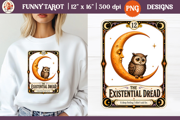Funny Tarot Owl PNG Sublimation Design | Grumpy Owl