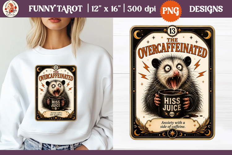 Funny Overcaffeinated Possum Tarot PNG