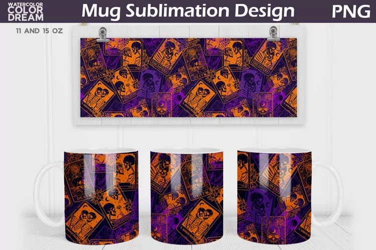 Tarot Mug Mug Wrap | Halloween Mug Wrap
