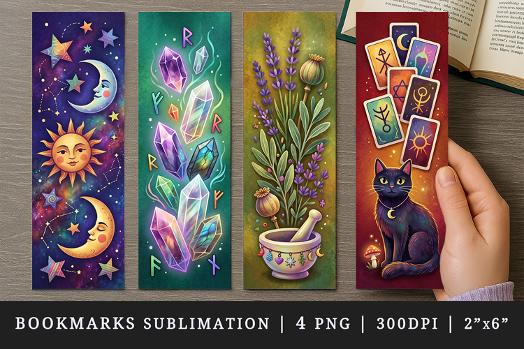 Tarot Witchy bookmarks printable sublimation bookmark design