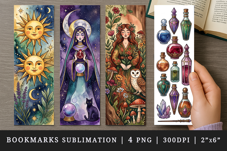 Tarot Witchy bookmarks printable sublimation bookmark design