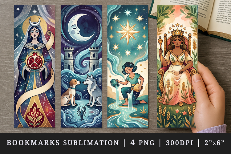 Tarot Witchy bookmarks printable sublimation bookmark design
