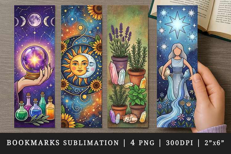 Tarot Witchy bookmarks printable sublimation bookmark design example image 1
