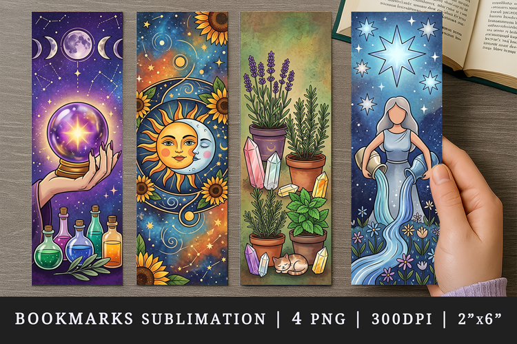 Tarot Witchy bookmarks printable sublimation bookmark design