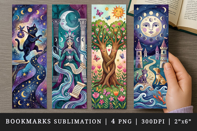 Tarot Witchy bookmarks printable sublimation bookmark design example image 1
