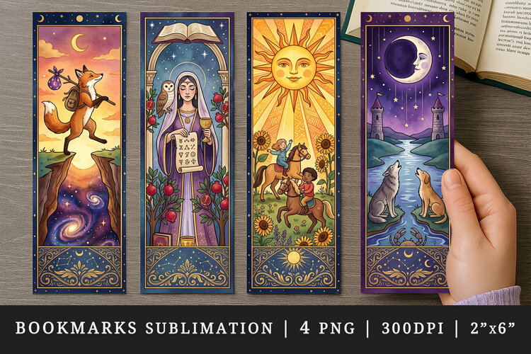 Tarot Witchy bookmarks printable sublimation bookmark design example image 1