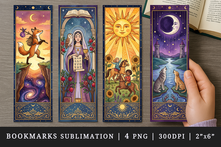 Tarot Witchy bookmarks printable sublimation bookmark design