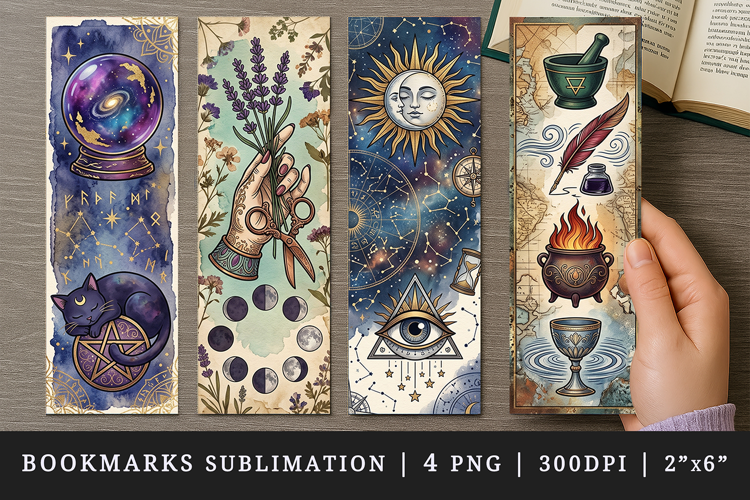 Tarot Witchy bookmarks printable sublimation bookmark design