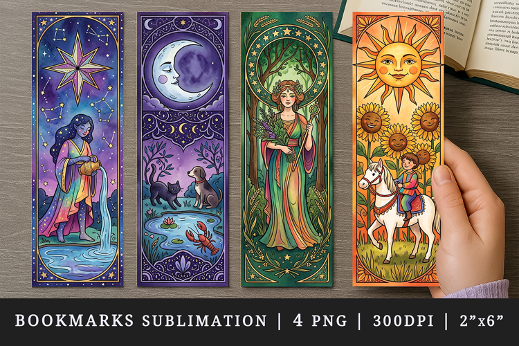 Tarot Witchy bookmarks printable sublimation bookmark design