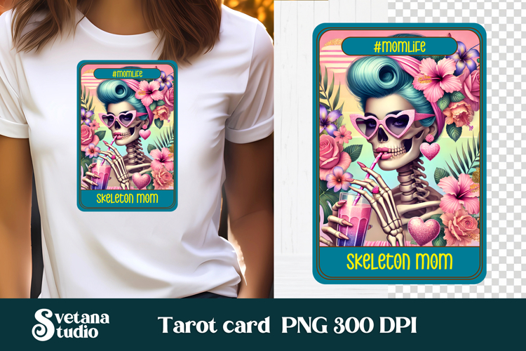Skeleton mom sublimation | Funny tarot card PNG design