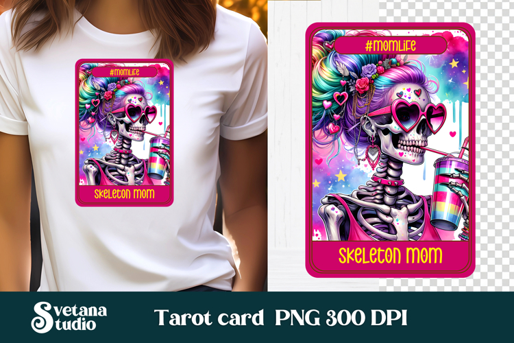 Skeleton mom sublimation | Funny tarot card PNG design