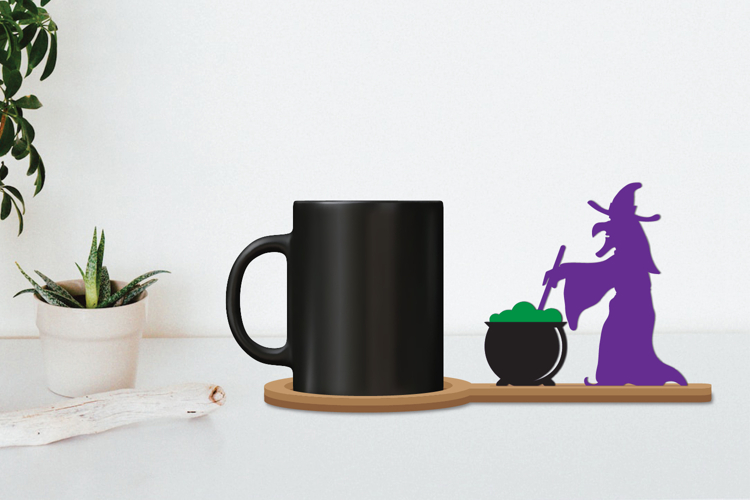 Halloween Coffee Coaster Decor, Witch Coaster