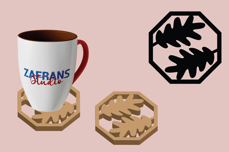 Fall Leaves Coaster Cut Files example image 1