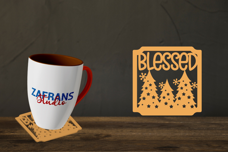 Christmas Coaster Cut files, Blessed Coaster