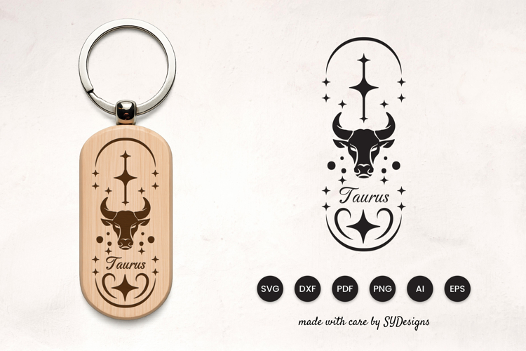 Taurus Keychain Laser Cut SVG- Zodiac Laser Cut