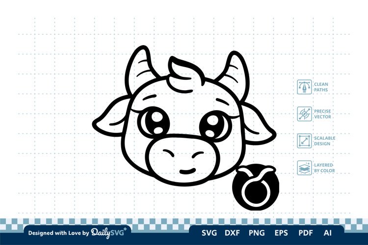 Cute Zodiac Sign SVG | Kawaii Astrology Design example image 1