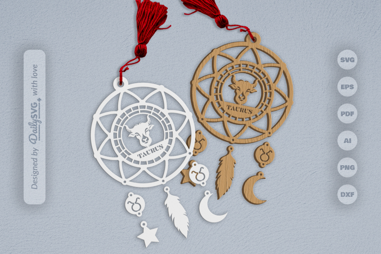 Taurus Dream Catcher Laser Cut Set SVG