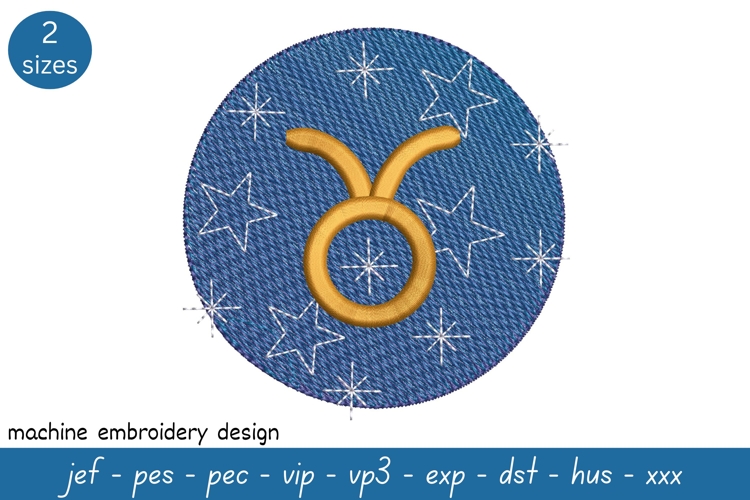 Taurus Embroidery Design - Astrological Pattern