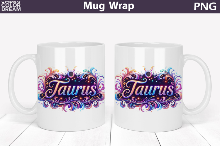 Taurus Zodiac Mug Wrap | Astrology Cup Sublimation
