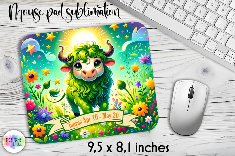 Zodiac Sign Mouse Pad, Taurus Sign Mouse Pad, Horoscope example image 1