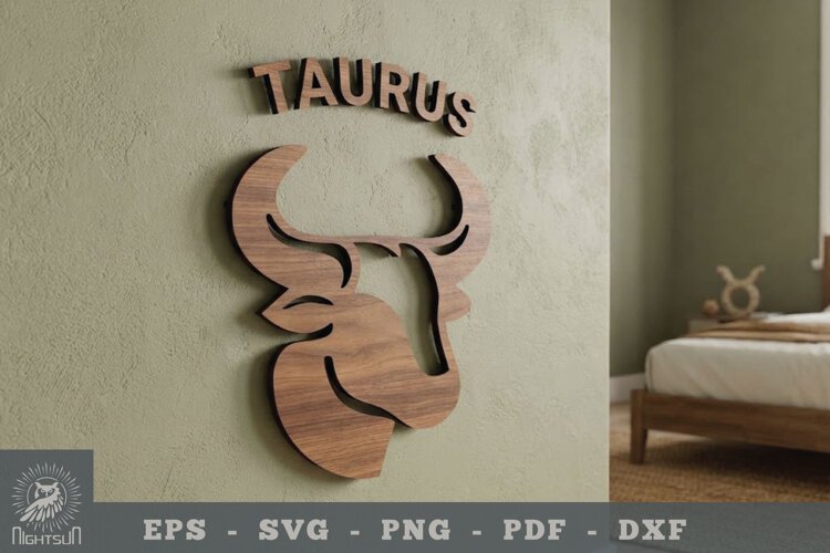 Taurus Zodiac Lasercut Wall Decor example image 1