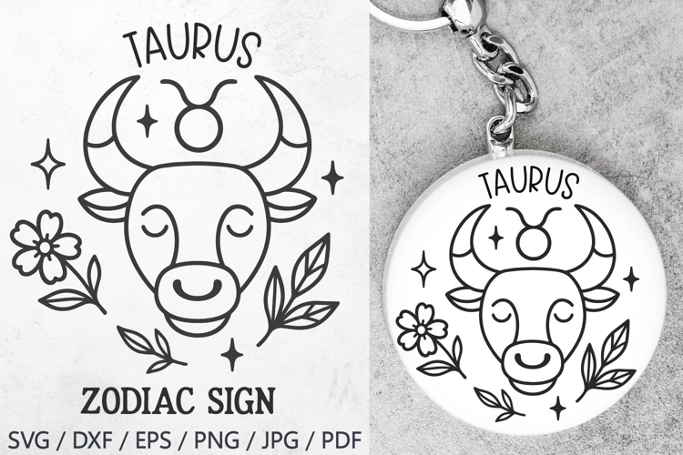 Taurus Zodiac Sign SVG – mystical and cute ram with floral elements and stars. Perfect for astrology t-shirts, mugs, tote bags, stickers, planners, posters, birthday gifts, invitations, and horoscope projects.