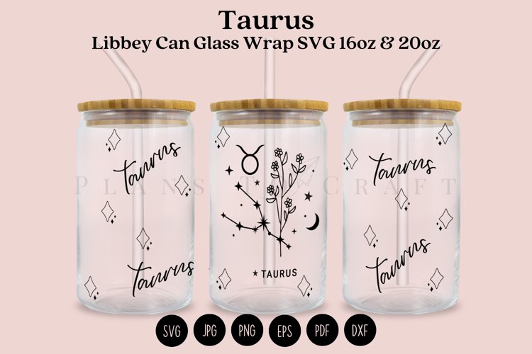 Taurus Libbey Can Glass Wrap SVG 16oz 20oz