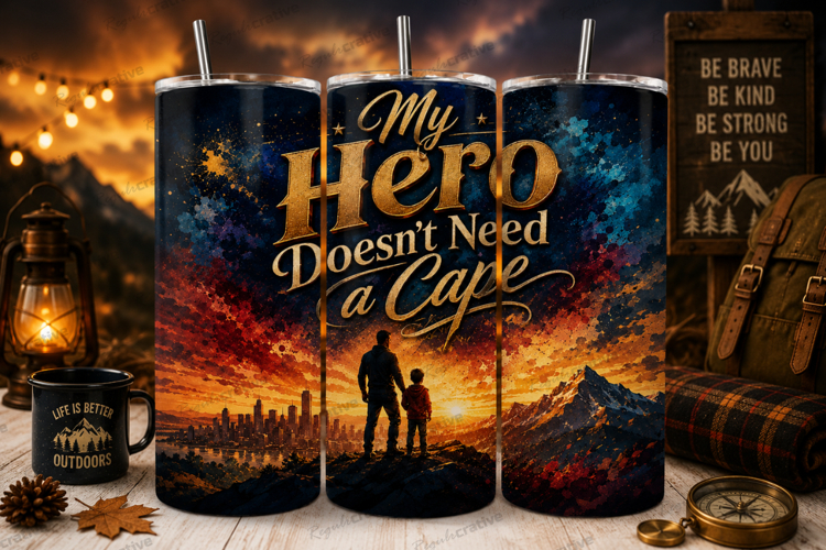 My Hero Doesnt Need A Cape Tumbler Wrap PNG, Father Tribute