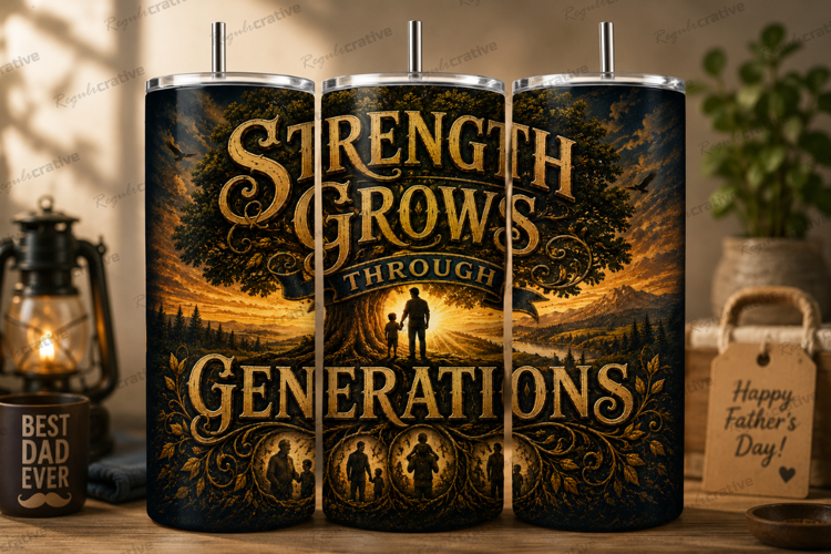 Strength Grows Through Generations Tumbler Wrap PNG, Family