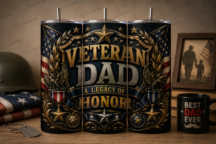 Veteran Dad A Legacy Of Honor Tumbler Wrap PNG, Military