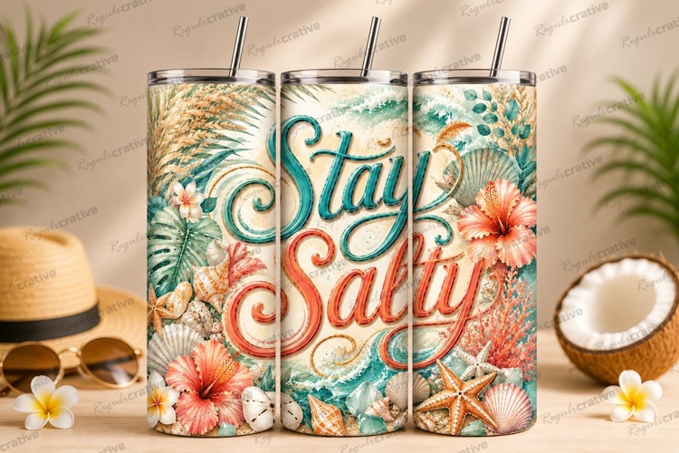 Stay Salty Tropical Beach Quote Tumbler PNG stay salty