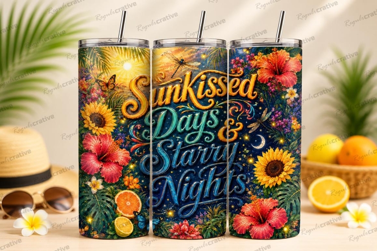 Sunkissed Days and Starry Nights Tumbler PNG sunkissed days