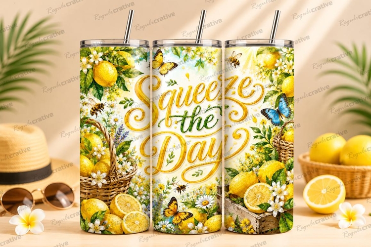 Squeeze the Day Lemon Summer Tumbler PNG squeeze the day