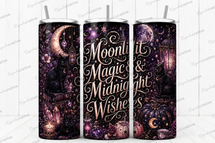 Moonlit Magic and Midnight Wishes Tumbler PNG moonlit magic
