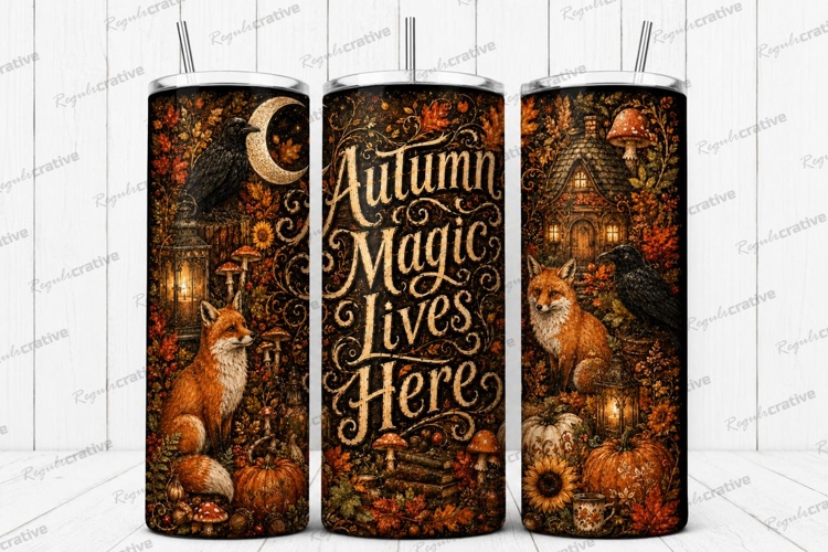 Autumn Magic Lives Here Tumbler PNG autumn magic lives here