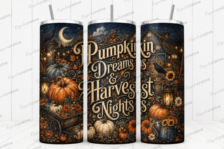 Pumpkin Dreams and Harvest Nights Tumbler PNG pumpkin dreams