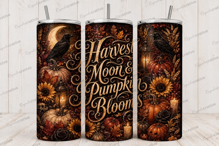 Harvest Moon Pumpkin Bloom Tumbler PNG harvest moon pumpkin