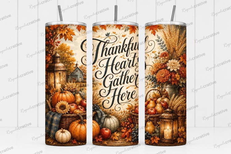 Thankful Hearts Gather Here Tumbler PNG thankful hearts gath