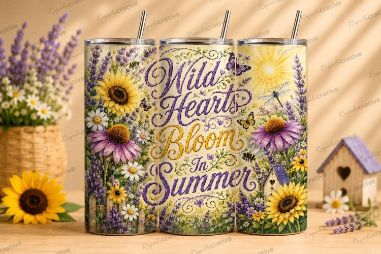 Wild Hearts Bloom All Summer Long Tumbler PNG wild hearts